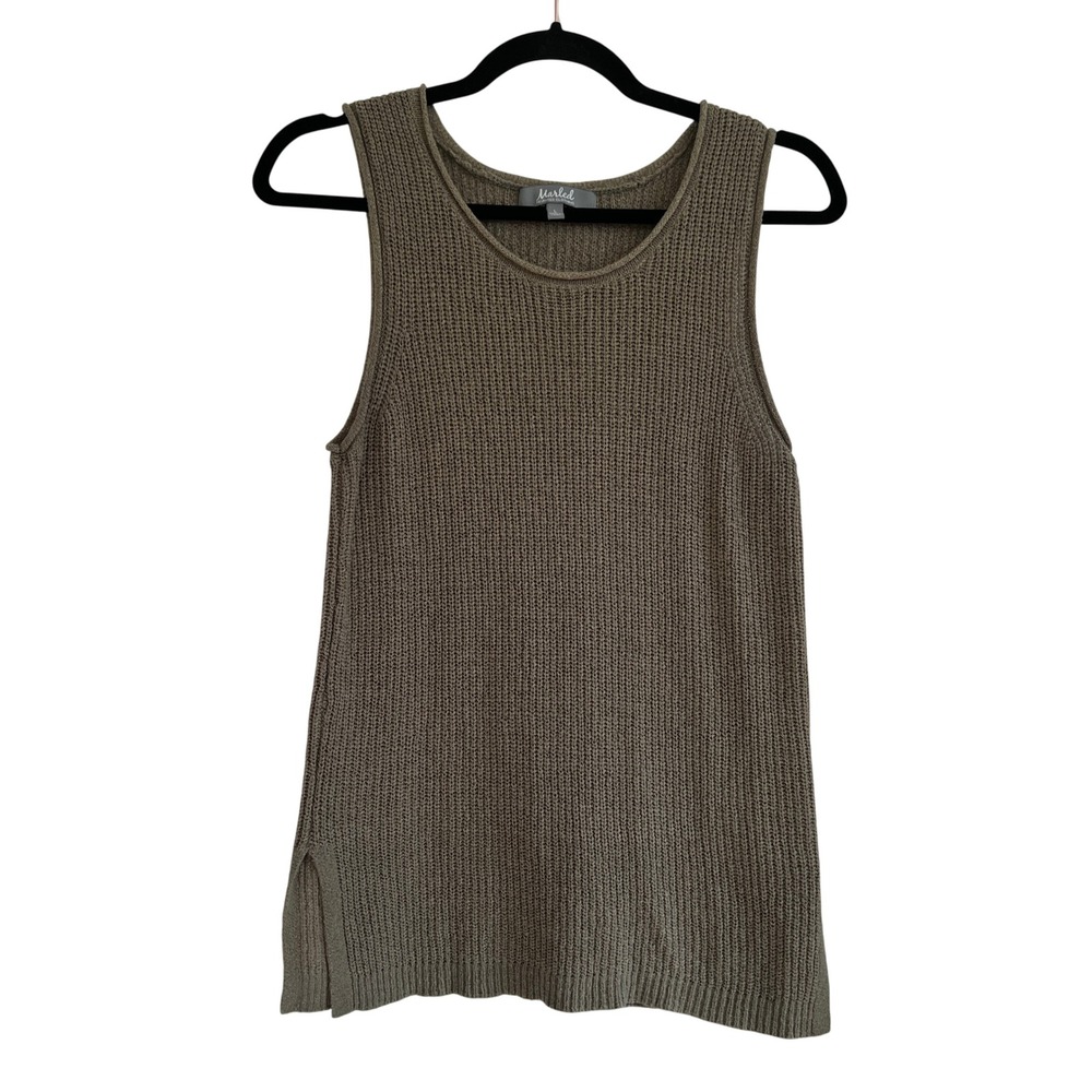 Marled Reunited Clothing Knit Tank Top Sweater Beige Layering